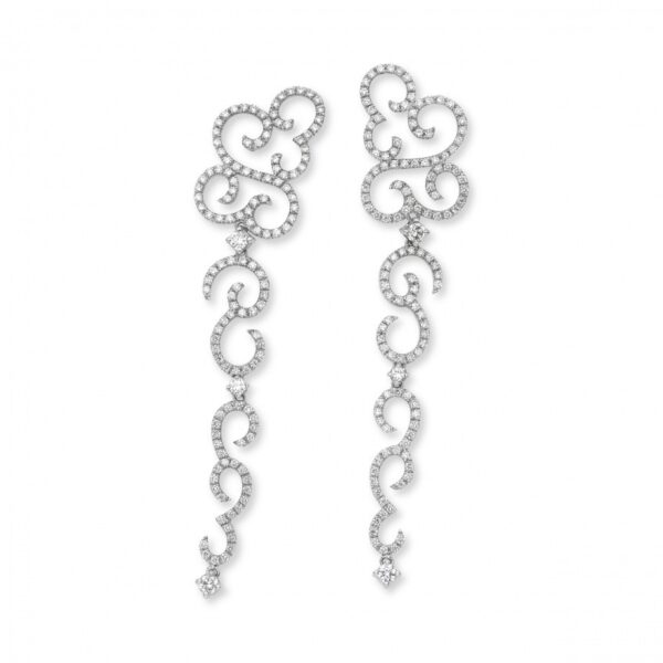 Art deco earrings made in 18kt white gold 2.20ct E VVS2