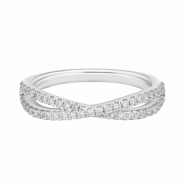 Crossed wedding band in 18Kt white gold